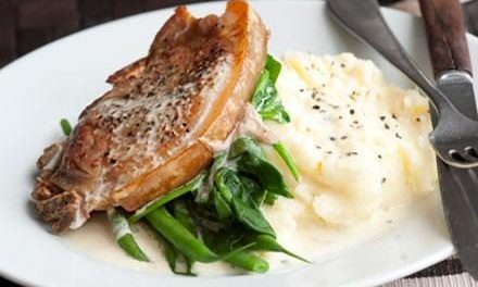 Balsamic Pork Chops (with Healthy Mash and Green Beans)