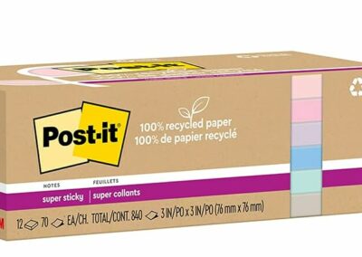 Eco-Friendly Meets Efficiency: Post-it Super Sticky Recycled Notes Revolutionize Note-Taking with Double the Stickiness and a Touch of Wanderlust