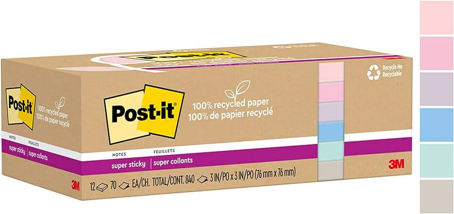 Eco-Friendly Meets Efficiency: Post-it Super Sticky Recycled Notes Revolutionize Note-Taking with Double the Stickiness and a Touch of Wanderlust